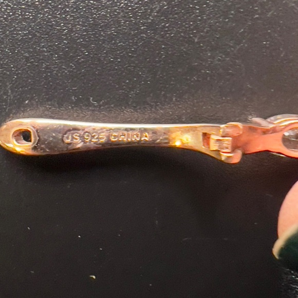 925 ROSE GOLD CHAMPAGNE RHINESTONES HOOP EARRINGS - Picture 5 of 7